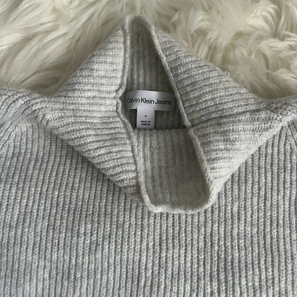 Calvin Klein Jeans Womens Gray Knit Turtleneck Sweater Size Medium - Picture 3 of 6